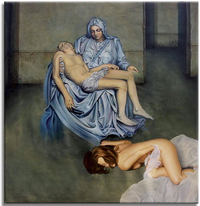 Schilderij getiteld "Pieta after Michela…" door Gardani, Origineel Kunstwerk, Olie