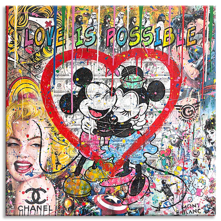 Painting titled "Love is Possible" by Gardani, Original Artwork, Acrylic Mounted on Wood Stretcher frame