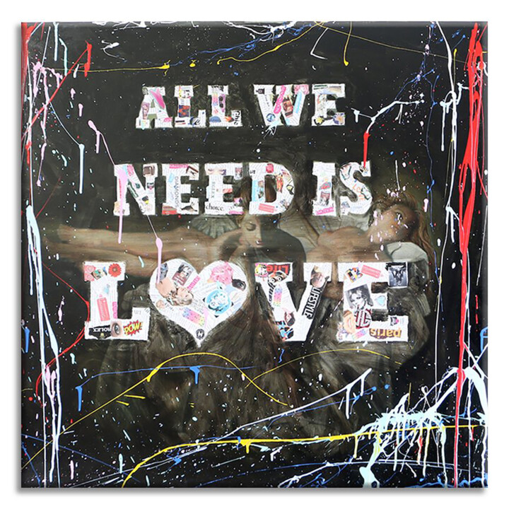 Painting titled "All we need is LOVE…" by Gardani, Original Artwork, Acrylic Mounted on Wood Stretcher frame