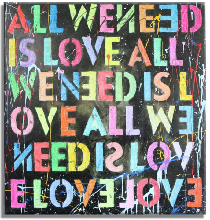 Painting titled "All we need is" by Gardani, Original Artwork, Acrylic Mounted on Wood Stretcher frame