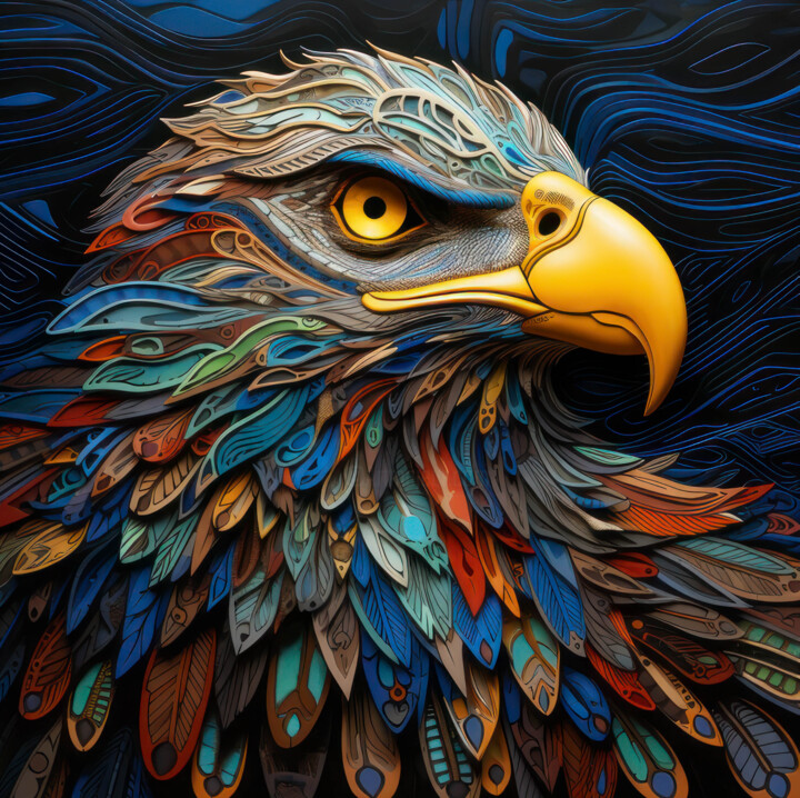 Digital Arts titled "Eagle in a Storm" by Gareth P Jones, Original Artwork, AI generated image