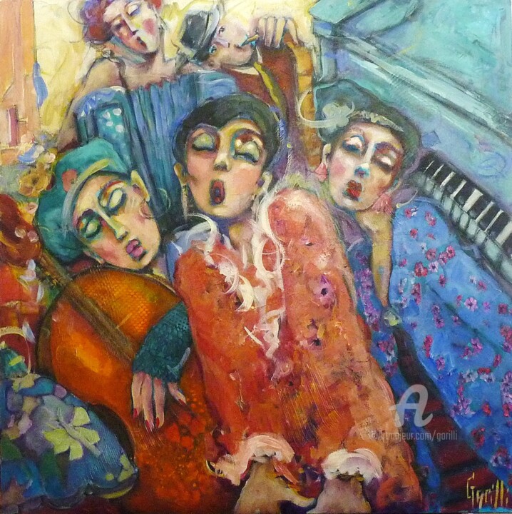 Painting titled "80/80 A jazz hollid…" by Nicole Garilli, Original Artwork, Oil