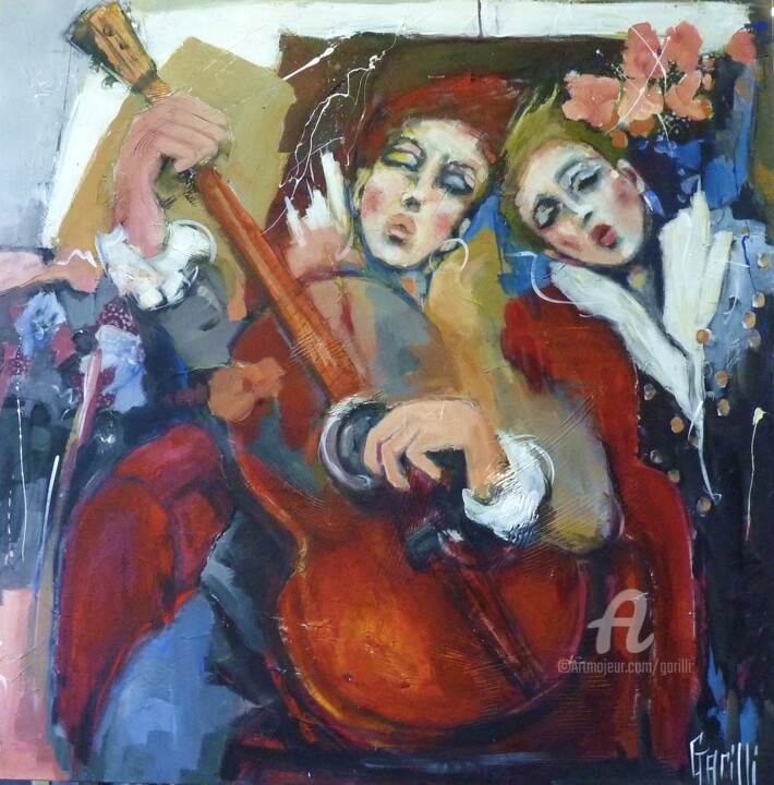 Painting titled "100/100 Idyle music…" by Nicole Garilli, Original Artwork, Oil