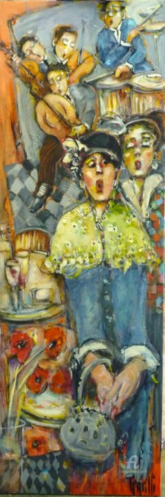 Painting titled "coquetteries pour R…" by Nicole Garilli, Original Artwork, Oil