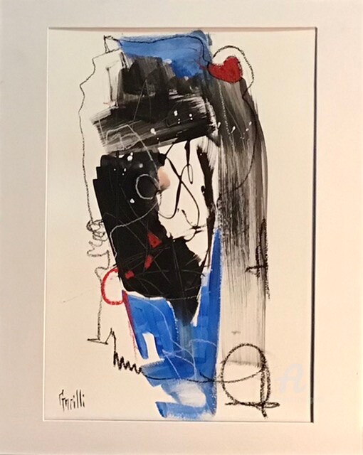 Peinture intitulée "30/40 Blue day 1" par Nicole Garilli, Œuvre d'art originale, Encre