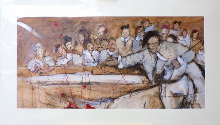 Disegno intitolato "tauromachie" da Nicole Garilli, Opera d'arte originale, Carbone
