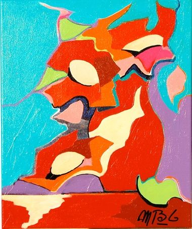 Peinture intitulée "Vase rouge" par Michèle-B. Garinois, Œuvre d'art originale