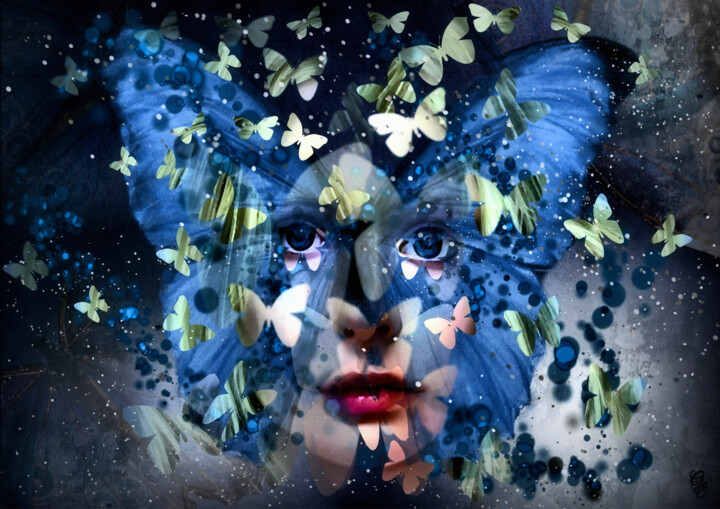 Digitale Kunst mit dem Titel "Mademoiselle Papill…" von Garrulus Glandarius, Original-Kunstwerk, Digitale Malerei