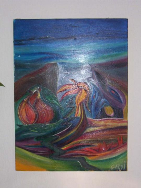 Malerei mit dem Titel "L'arbre de feu." von Garsi, Original-Kunstwerk, Öl