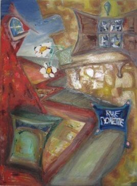 Painting titled "Une rue" by Garsi, Original Artwork, Oil