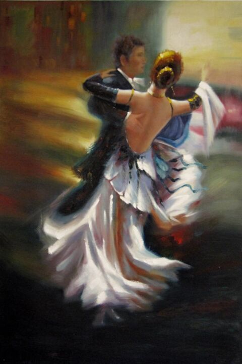 Painting titled "Waltz 001" by Garvin Ree, Original Artwork, Oil Mounted on Wood Stretcher frame