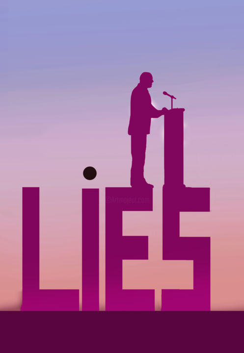 「lies speaker」というタイトルのデジタルアーツ Gary Watersによって, オリジナルのアートワーク, 2Dデジタルワーク