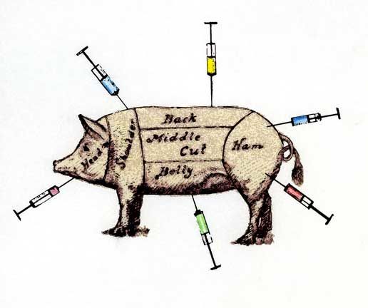 Schilderij getiteld "food hormones" door Gary Waters, Origineel Kunstwerk