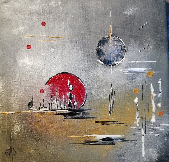 Painting titled "Les Perles de Lune…" by Gas, Original Artwork, Acrylic