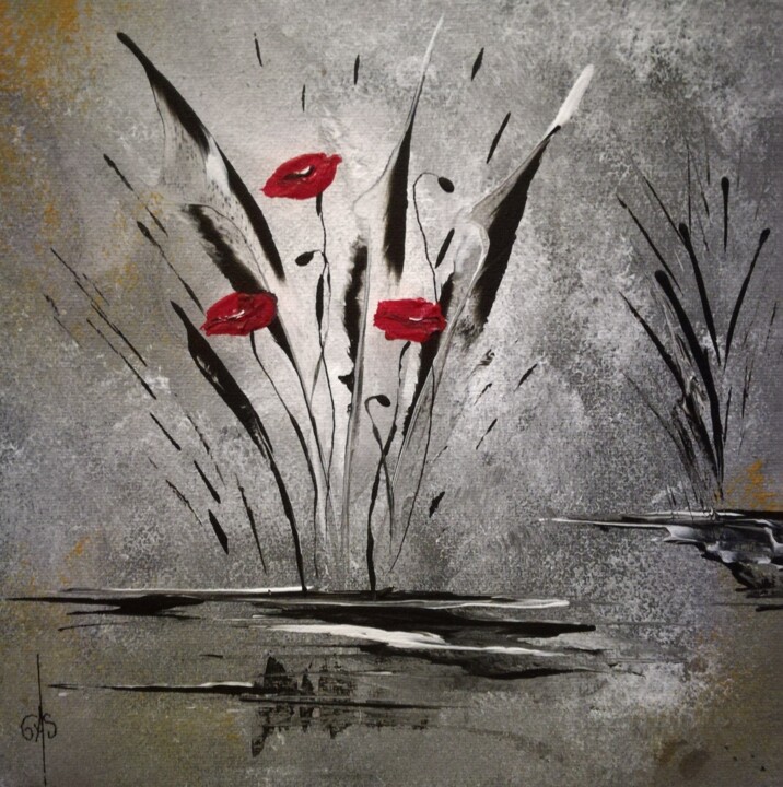 Pittura intitolato "Fleurs de coquelico…" da Gas, Opera d'arte originale, Acrilico