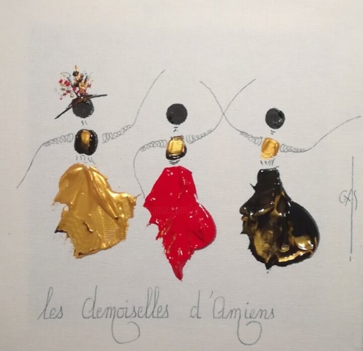 Schilderij getiteld "Les Demoiselles d'A…" door Gas, Origineel Kunstwerk, Acryl