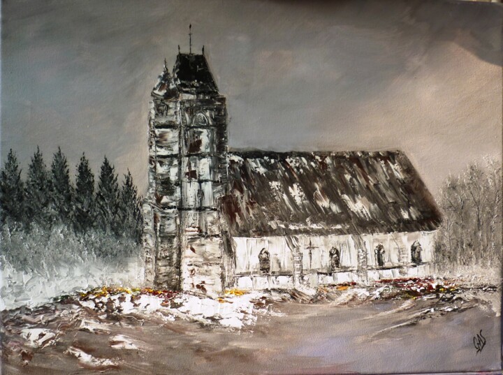 Painting titled "" L'Eglise de Berne…" by Gas, Original Artwork, Oil