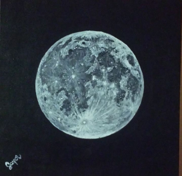 Pintura intitulada "Mother Moon" por Gaspar Rezende, Obras de arte originais