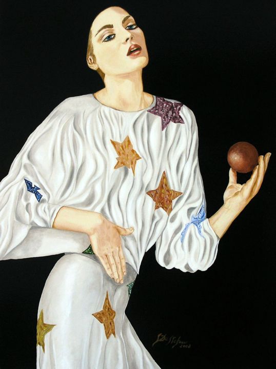 Painting titled "Pierrot" by Gaspare De Stefano, Original Artwork, Acrylic