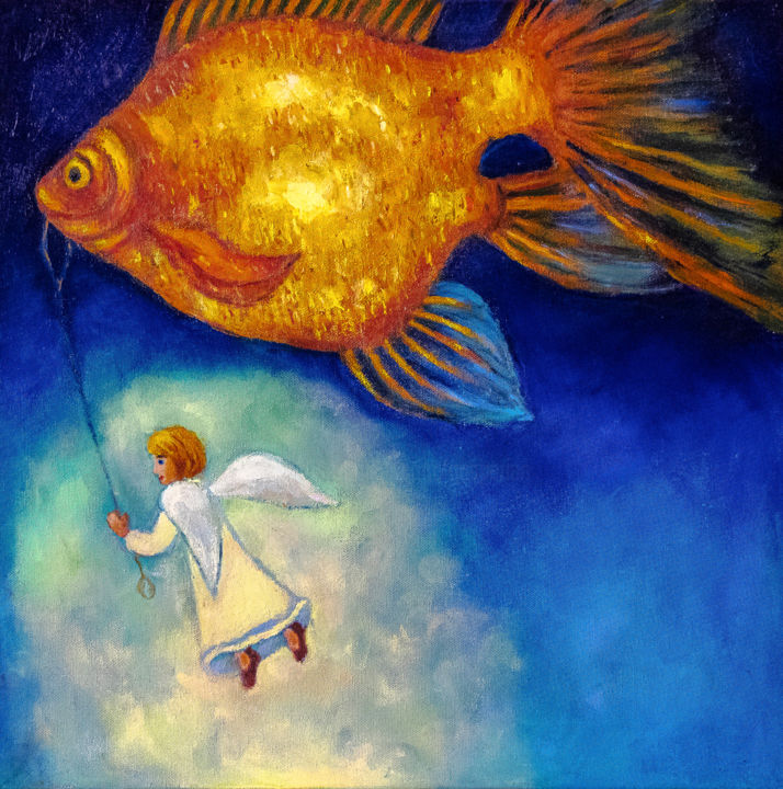 Картина под названием "In the Deep Blue" - Gasparian, Подлинное произведение искусства, Масло