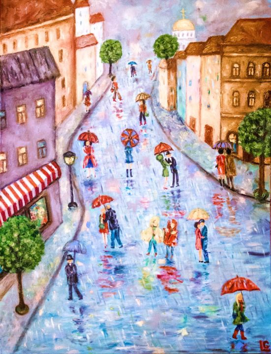 Peinture intitulée "Colours of the Rain" par Gasparian, Œuvre d'art originale, Huile