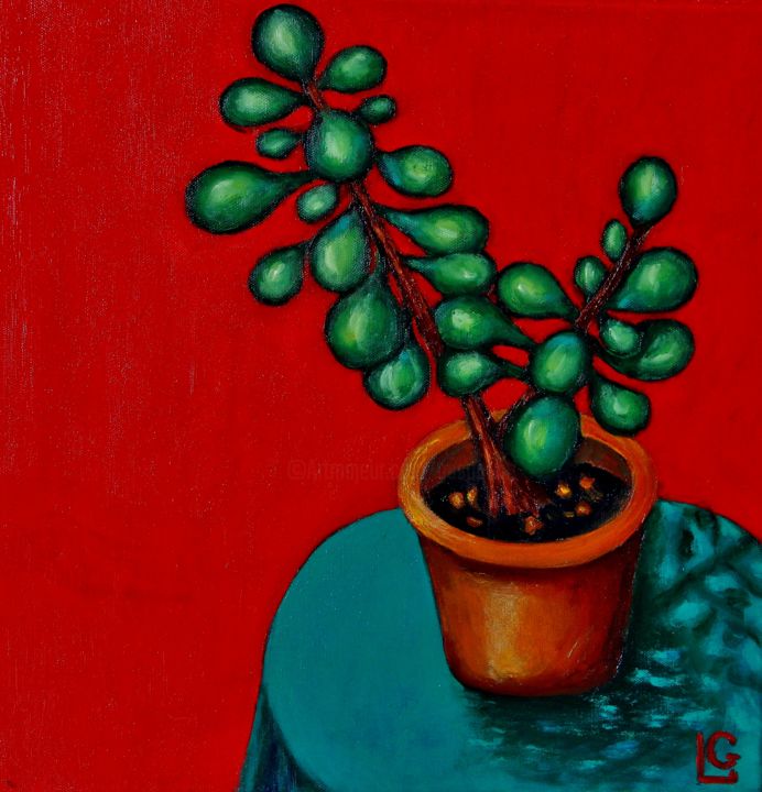 Painting titled "LuckyPlant" by Gasparian, Original Artwork