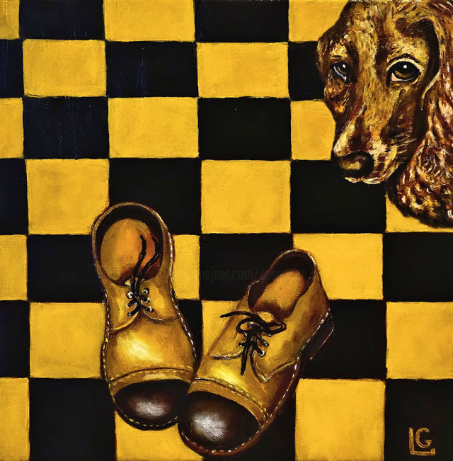 Painting titled "A businessman-s Dog" by Gasparian, Original Artwork