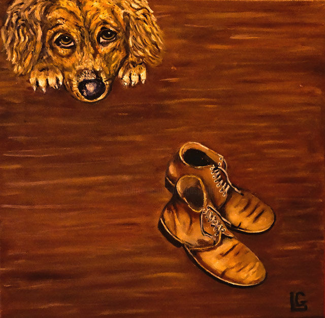 Painting titled "A Tramp-s Dog" by Gasparian, Original Artwork