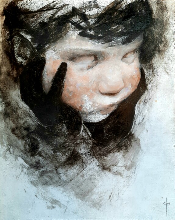 Pintura titulada "Estudio de cabeza d…" por Gastón Chocrón, Obra de arte original, Oleo Montado en Bastidor de camilla de ma…