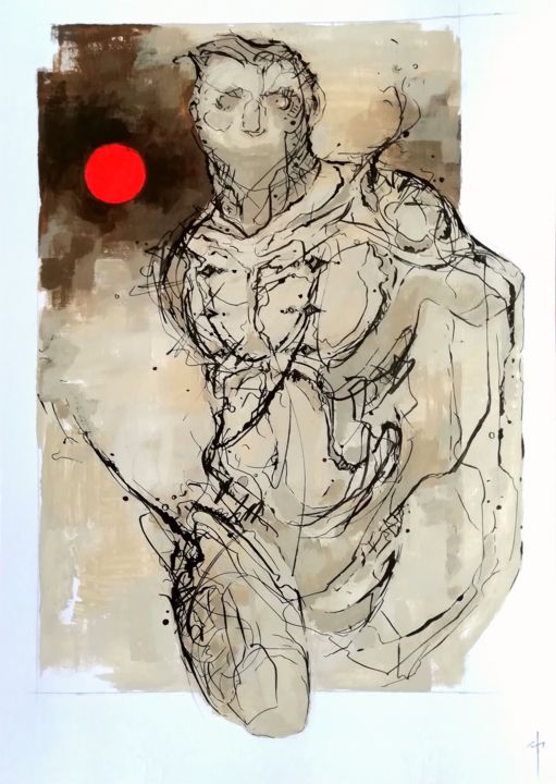 Dibujo titulada "El último testigo d…" por Gastón Chocrón, Obra de arte original, Acrílico