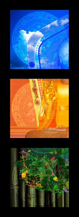 Arte digital titulada "Buddhathree" por Warley, Obra de arte original,