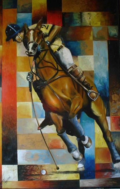 Painting titled "Polo cuadriculado" by Alejandro Maass, Original Artwork