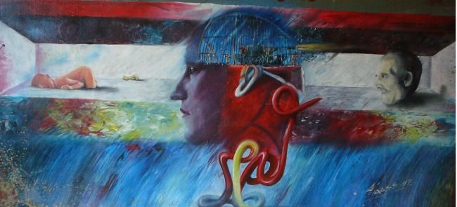 Painting titled "Represion y sintoma" by Alejandro Maass, Original Artwork