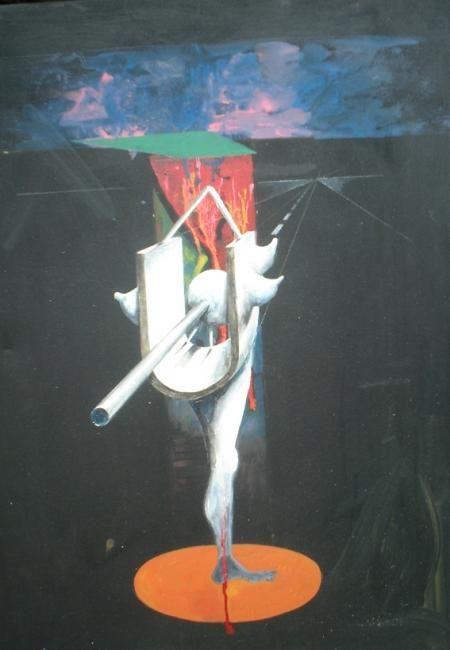 Painting titled "Silueta sobre circu…" by Alejandro Maass, Original Artwork