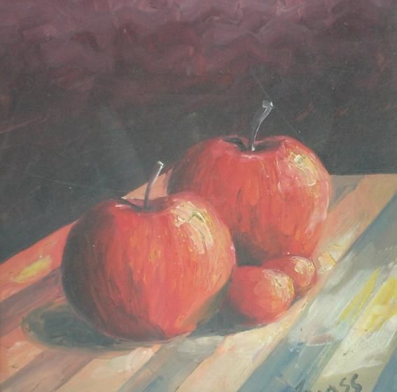 Painting titled "Manzanas rojas" by Alejandro Maass, Original Artwork
