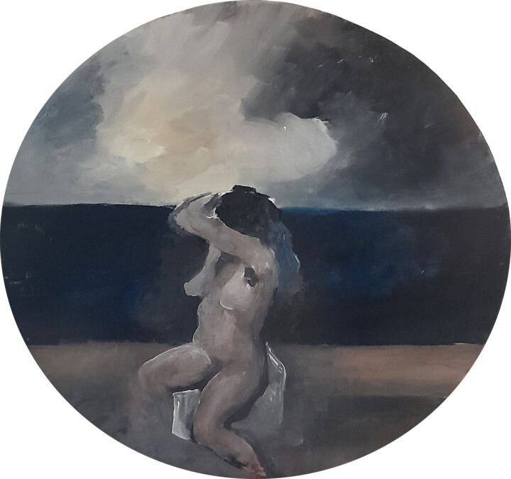 Painting titled "Nudità" by Gattavecchia, Original Artwork, Tempera Mounted on Wood Stretcher frame