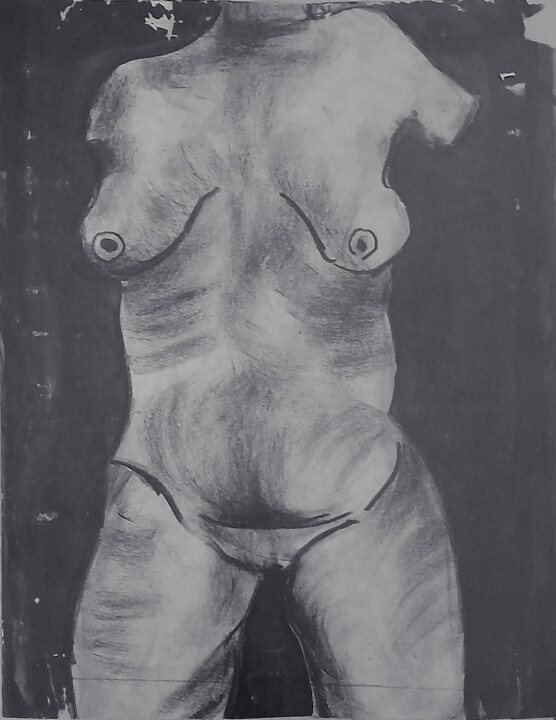 Dessin intitulée "Corpo in bianco e n…" par Gattavecchia, Œuvre d'art originale, Fusain Monté sur Carton