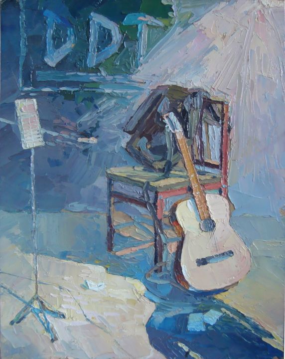 Картина под названием "Атрибуты музыканта.…" - Владимир Гац, Подлинное произведение искусства, Масло