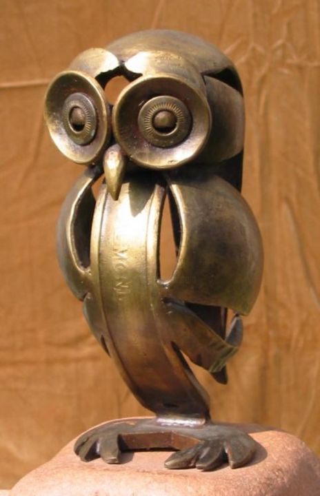 Sculpture intitulée "Chevêche" par Pierre Lucien Gauger, Œuvre d'art originale, Métaux