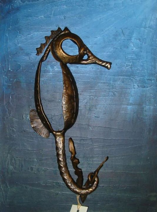 Escultura titulada "CHEVAL MARIN" por Pierre Lucien Gauger, Obra de arte original, Metales