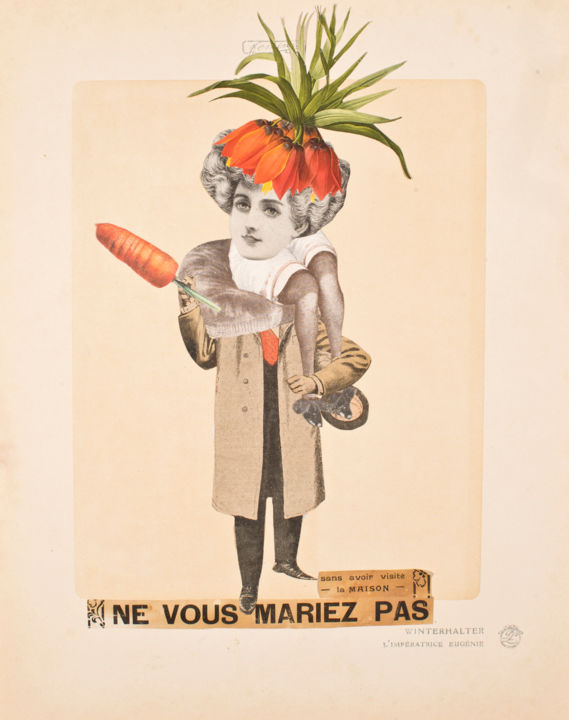 Arte digitale intitolato "Ne vous mariez pas !" da Solange Gautier, Opera d'arte originale, Collages