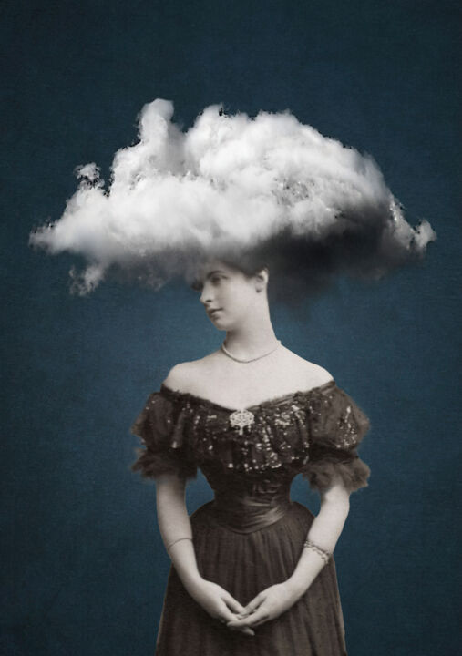 Collages intitulée "Cloudine" par Solange Gautier, Œuvre d'art originale, Collages