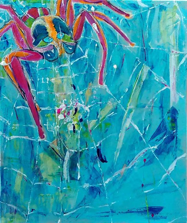 Peinture intitulée "L'araignée sur ma t…" par Isabelle Gauvin, Œuvre d'art originale, Acrylique