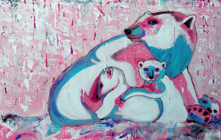 Peinture intitulée "L'ours" par Isabelle Gauvin, Œuvre d'art originale, Acrylique