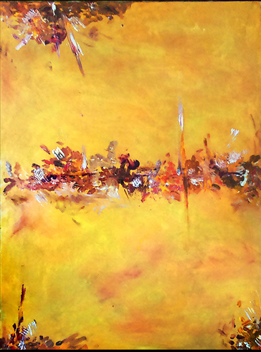 Painting titled "Jaune" by Isabelle Gauvin, Original Artwork, Acrylic