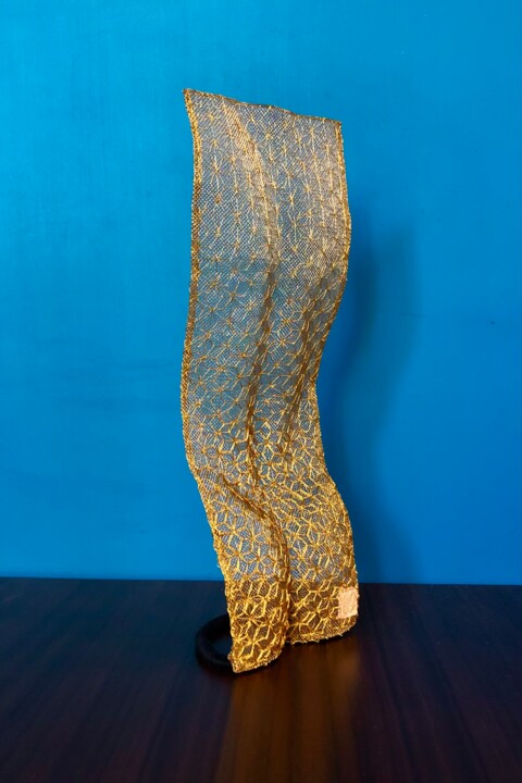 Sculpture titled "Gold Curves I" by Gavin Tu, Original Artwork, Embroidery