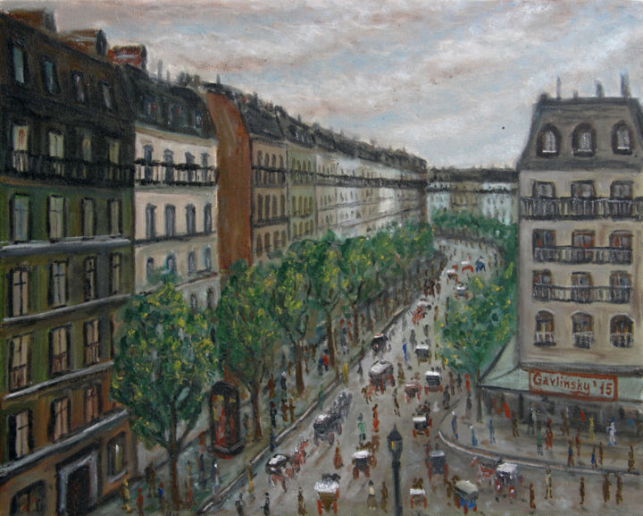 Painting titled "street in Paris.jpg" by Denis Gavlinsky, Original Artwork, Oil