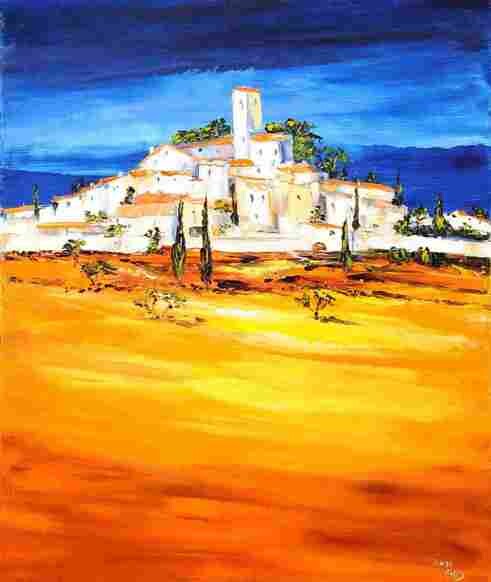 Painting titled "Un Village de Prove…" by Gay, Original Artwork
