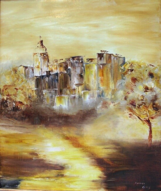Painting titled "Le village de mes s…" by Gay, Original Artwork