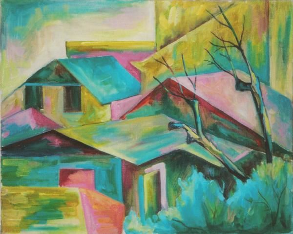 Painting titled "view from my window" by Gayane Galstyan, Original Artwork, Oil